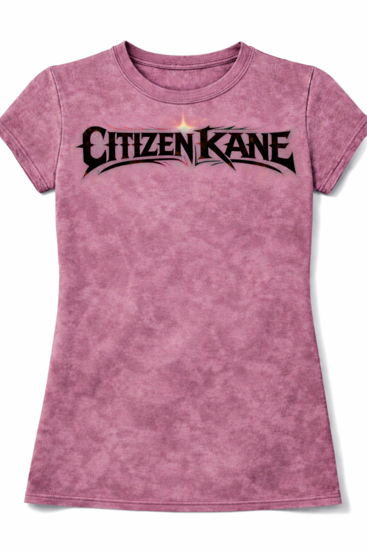 Citizen Kane Logo Mineral Wash Tee – Mauve Baby Doll